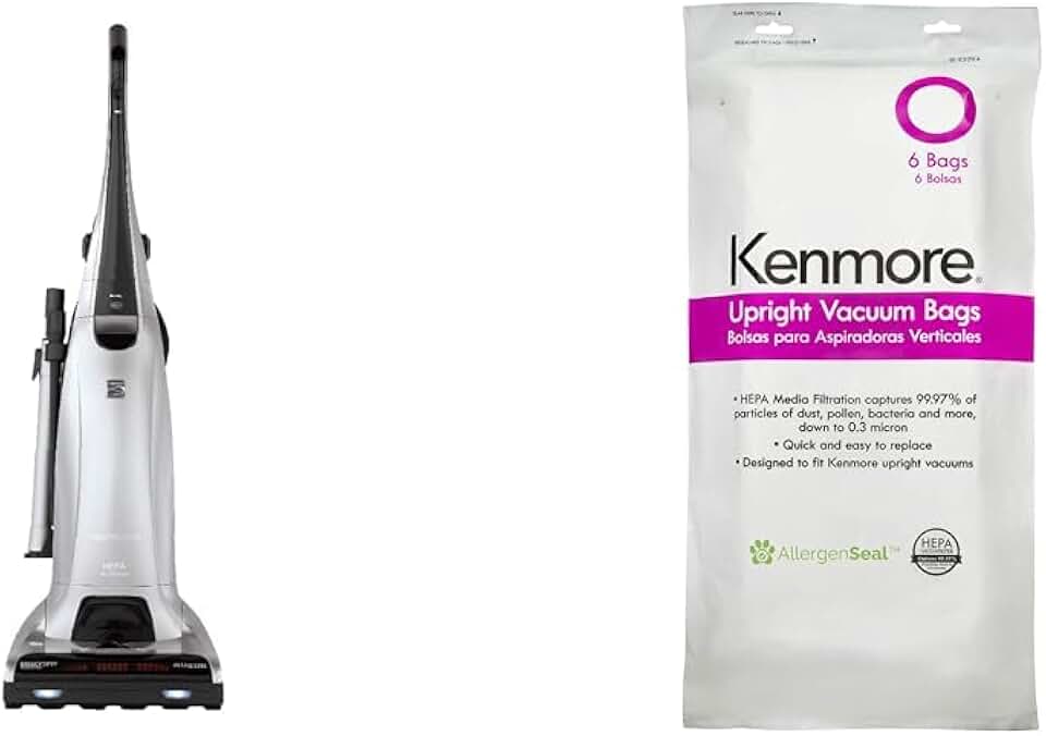 Kenmore Floor Care Elite Upright Bagged Vacuum + Kenmore 53294 Style O HEPA Cloth Vacuum Bags