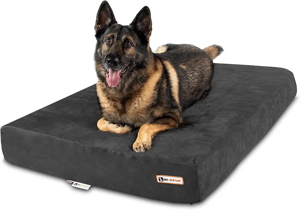 Big Barker Sleek Orthopedic Dog Bed - 7” Dog Bed for Large Dogs w/Washable Microsuede Cover - Sleek Elevated Dog Bed Made in The USA w/ 10-Year Warranty (Sleek, XL, Charcoal)