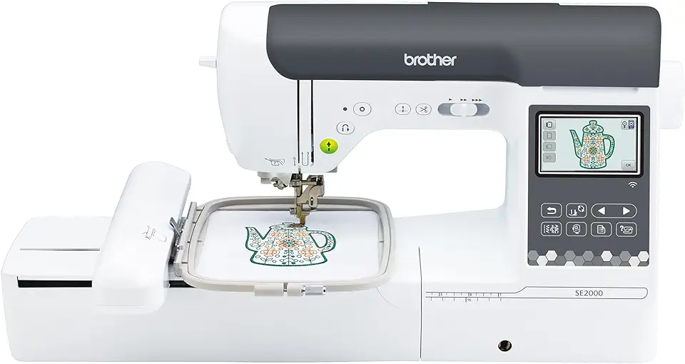 Brother SE2000 Wireless LAN Computerized Sewing & Embroidery Machine, White, 193 Built-in + 50 Bonus Designs, 241 Stitches, 5