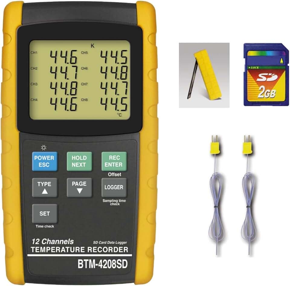 BTM-4208SD Temperature Meter 12 Channels Temperature Recorder SD Card Real Time Data Recorder Type K Thermometer -100 to 1300 °C