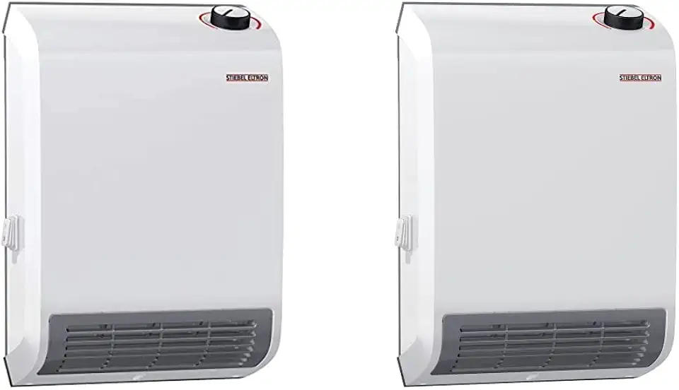 Stiebel Eltron 236305 CK Trend Wall-Mounted Electric Fan Heater, 2000W, 240V & 236304 CK Trend Wall-Mounted Electric Fan Heater, 1500W, 120V White