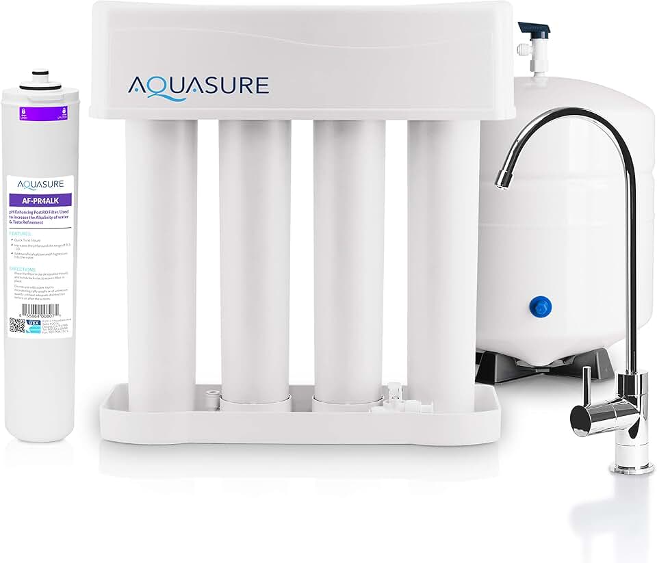 Aquasure Reverse Osmosis Water Purification System, 4-Stage Filtration, NSF Certified, Polypropylene Material, Multicolor