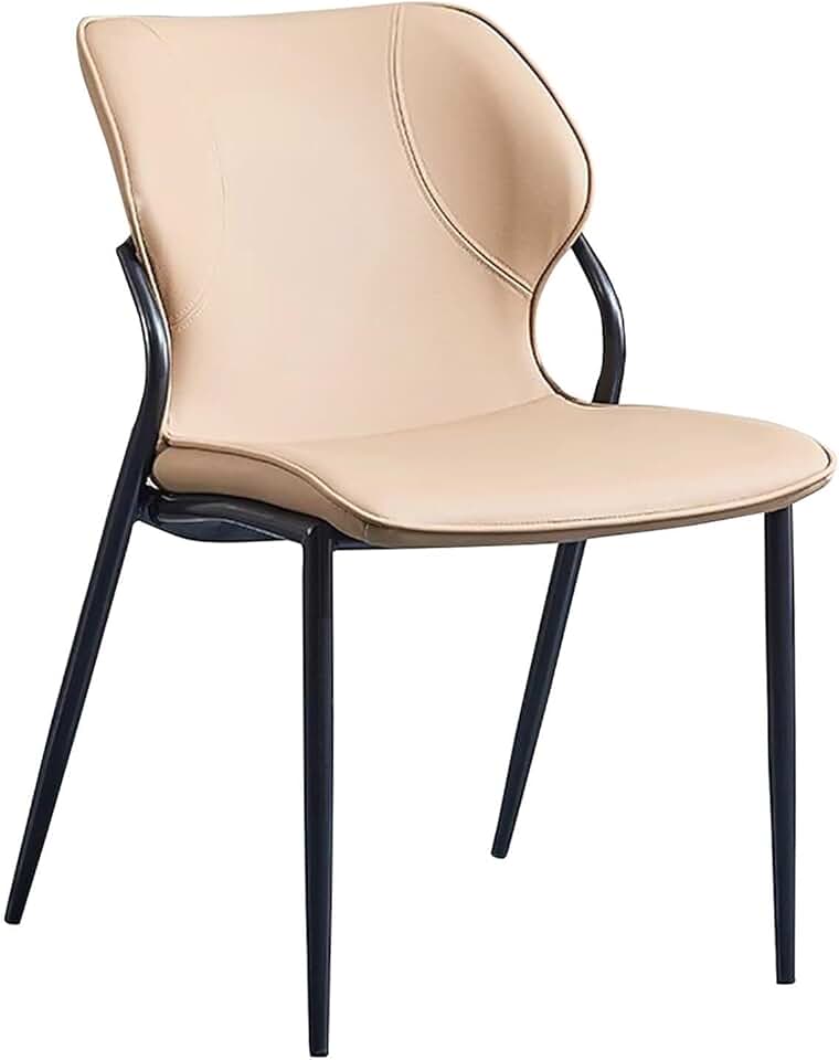 Meal Chairs Upholstered Modern Armless Dining Room Chair with Metal Legs Faux Leather Kitchen Side Chairs for Home Bedroom Living Room Soft Comfortable Thickened Cushion Leisure Chair/Khaki/On