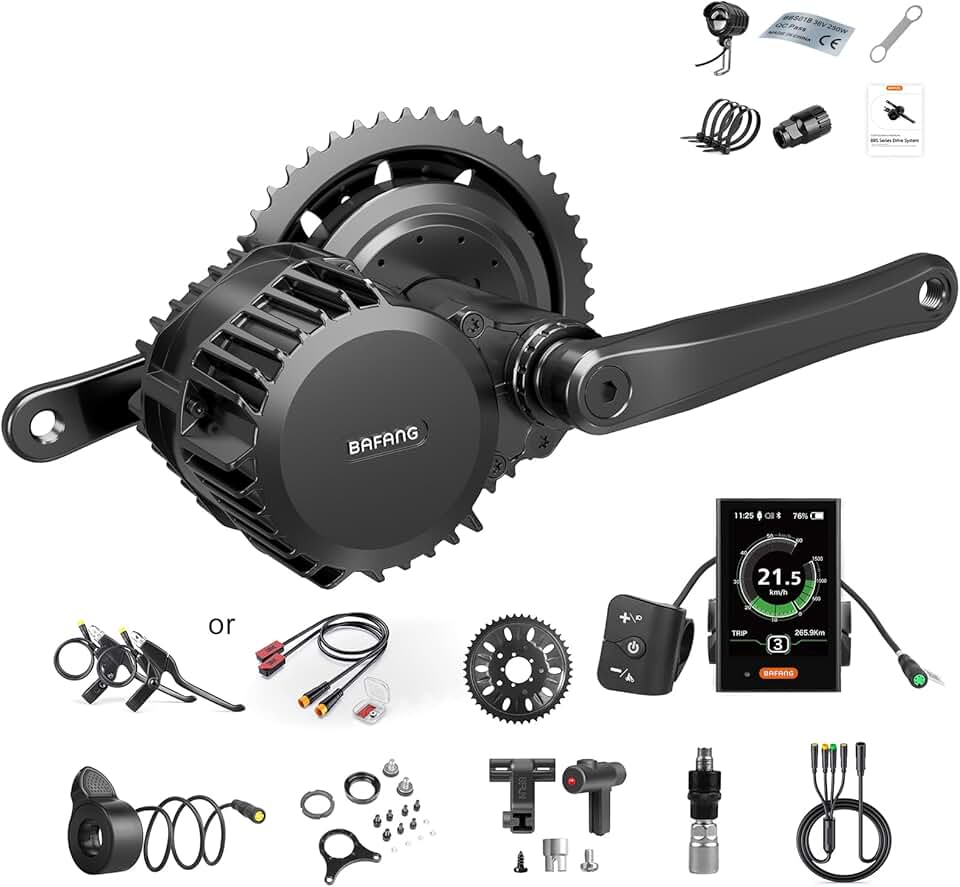 BAFANG BBSHD 1000W Mid Drive Kit,Upgraded 48V Mid Drive Electric Bike Kit with LCD Digital Display and 46T Chainring for 68-73mm BB Commuter Bike,Recumbent Trike,Mountain Bike,Cargo Bike