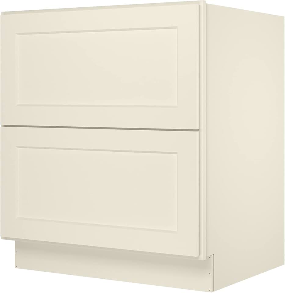 LOVMOR Kitchen Base Cabinets, Drawer Base Cabinet, 2-Drawer,Soft Close Hardware, 24 x 30 x 34.5 inch