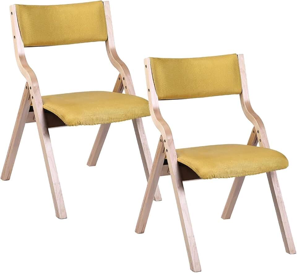 Meal Chairs Modern Kitchen Chair Mid Century Cotton and Linen Upholstered Leisure Side Chairs for Bedroom Reception Areas Offices Set of 2 Back Chairs Soft Comfortable Thickened Cushion/Yellow
