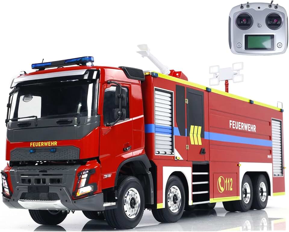 1/14 8X4 Remote Control Fire Truck RC Fire Fighting Vehicles Model Lights Sounds for Adult Hobby