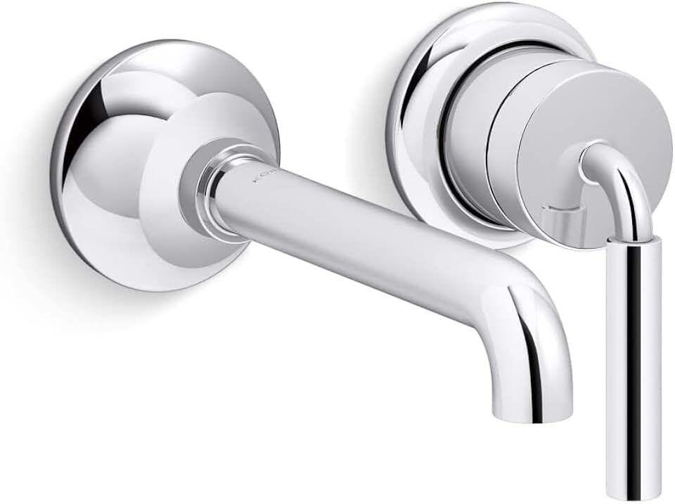Kohler 26438-4-CP Tone Wall-Mount Bathroom Sink Faucet, Single-Handle Bathroom Faucet 1.2 gpm, Polished Chrome