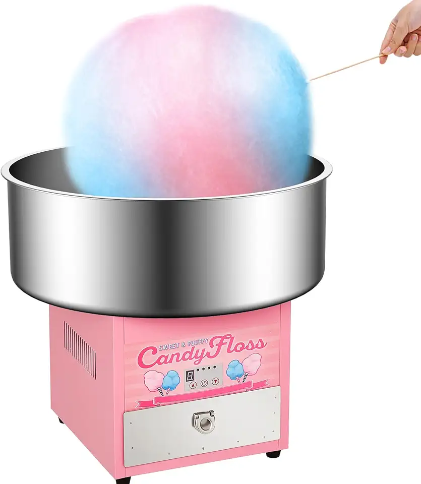 Cotton Candy Machine 20 Inch,1200W Commercial Electric Candy Floss Maker with Removable Stainless Steel Basin and Large Storage Drawer for DIY, Party, Carnival,Gift,Family and Christmas