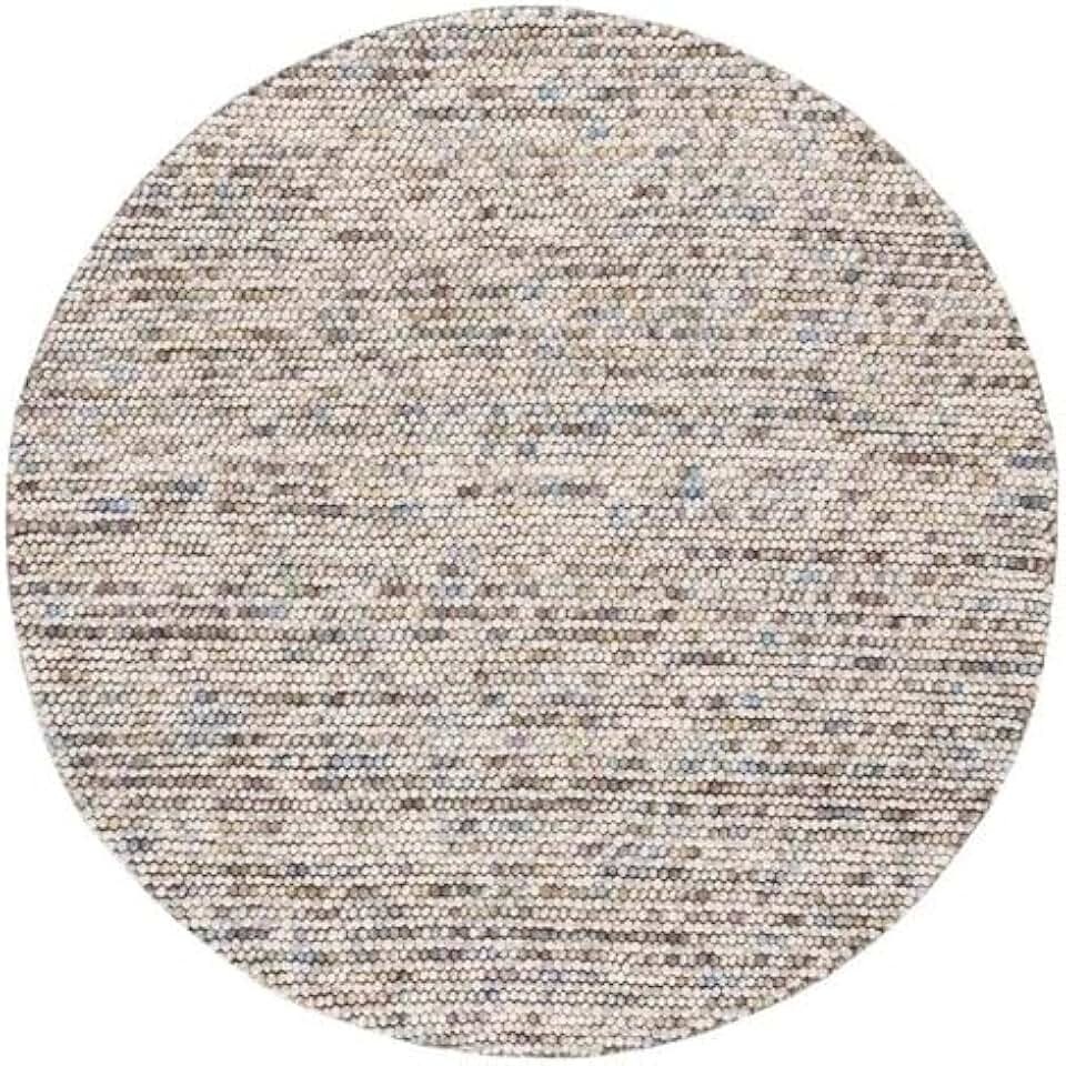 SAFAVIEH Natura Collection Area Rug - 6' Round, Ivory & Multi, Handmade Farmhouse Wool, Ideal for High Traffic Areas in Living Room, Bedroom (NAT620D)