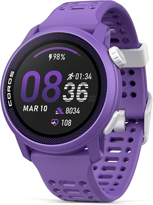 COROS PACE 3 Sport Watch GPS, Lightweight and Comfort, 17 Days Battery Life, Dual-Frequency GPS, Heart Rate, Navigation, Sleep Track, Training Plan, Run, Bike, and Ski (Violet Silicone)