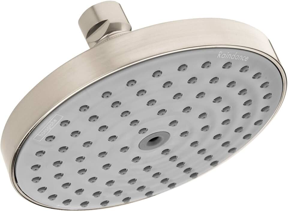 hansgrohe Raindance S 5-inch Showerhead Easy Install Modern 1-Spray RainAir Air Infusion with Airpower with QuickClean in Brushed Nickel, 27486821,Small