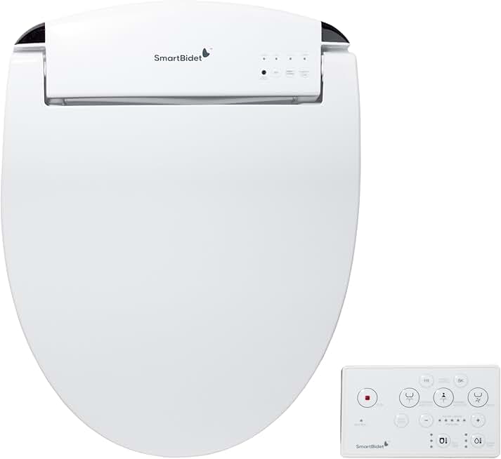 SmartBidet SB-2400RR Electric Bidet Seat for Round Toilets and French Curve Toilets with Remote Control, LED Night Light, Heated Seat