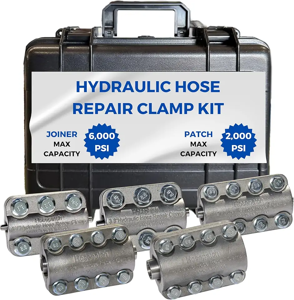 Kit: In-Field Emergency Hydraulic Repair Toolset, Featuring HosePatch Clamp Sizes ¼”, ⅜”, 1/2