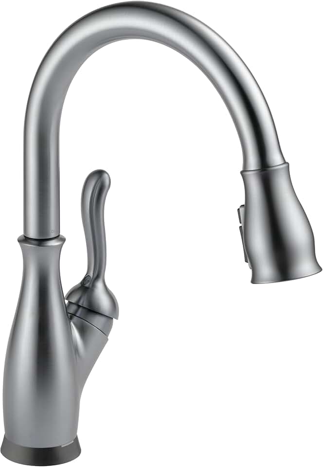 Delta Faucet Leland VoiceIQ Touch Kitchen Faucet with Touchless Technology, Brushed Nickel Kitchen Faucet, Smart Faucet, Alexa and Google Assistant Voice Activated, Arctic Stainless 9178TLV-AR-DST