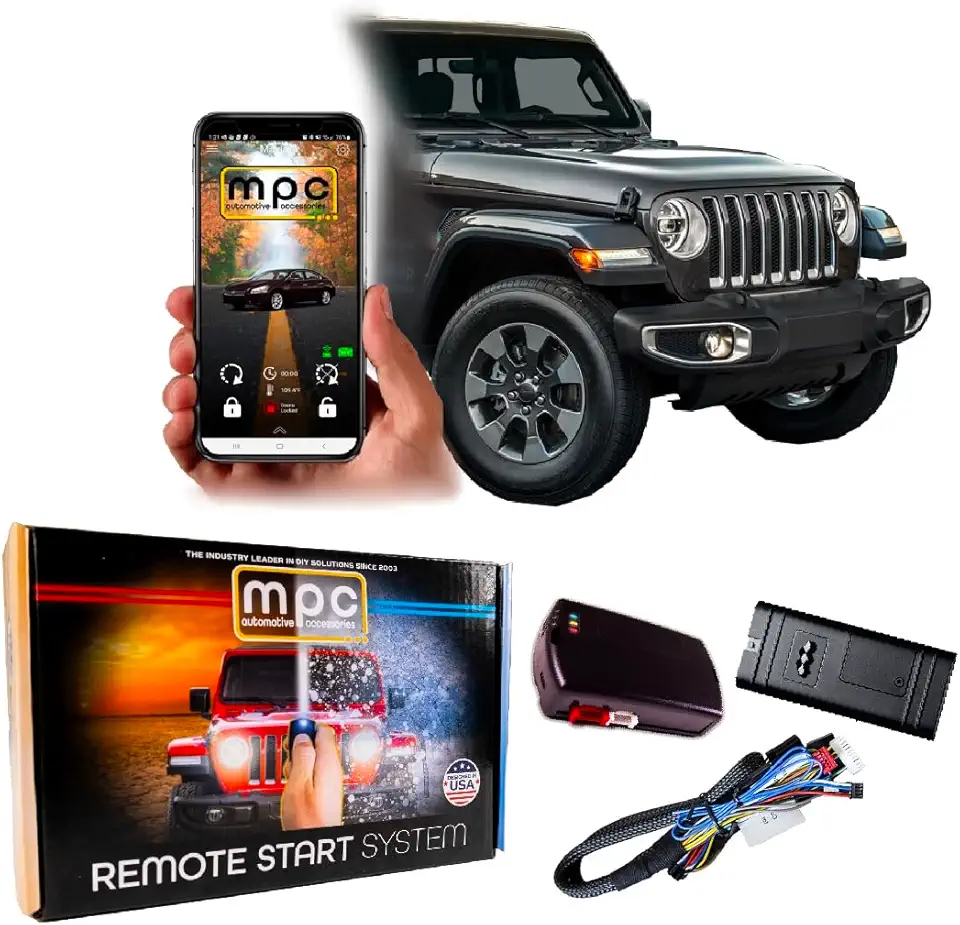 MPC Remote Start Kit w/Smartphone Control for 2007-2018 Jeep Wrangler Key-to-Start - Plug-n-Play - Use Smartphone or Factory Remotes - Premier USA Tech Support