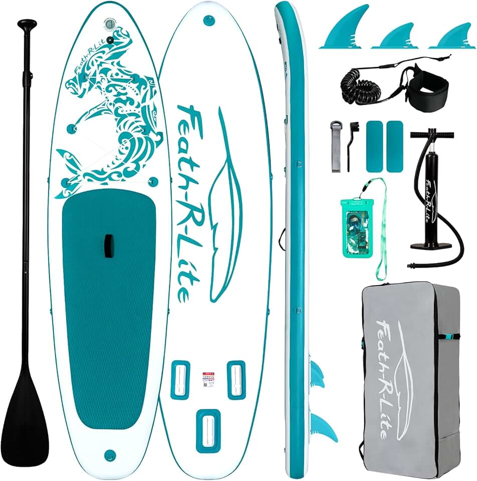 FEATH-R-LITE Inflatable Paddle Board Ultra Light Stand Up Paddleboard for Adults with Premium SUP Accessories Non Slip Deck Paddle Boards