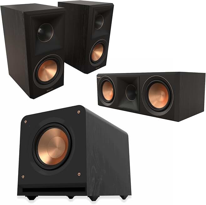 Klipsch RP-500M II Bookshelf Speakers 3.1 System with RP-500CII Center Channel and RP-1000SW 10-Inch Subwoofer