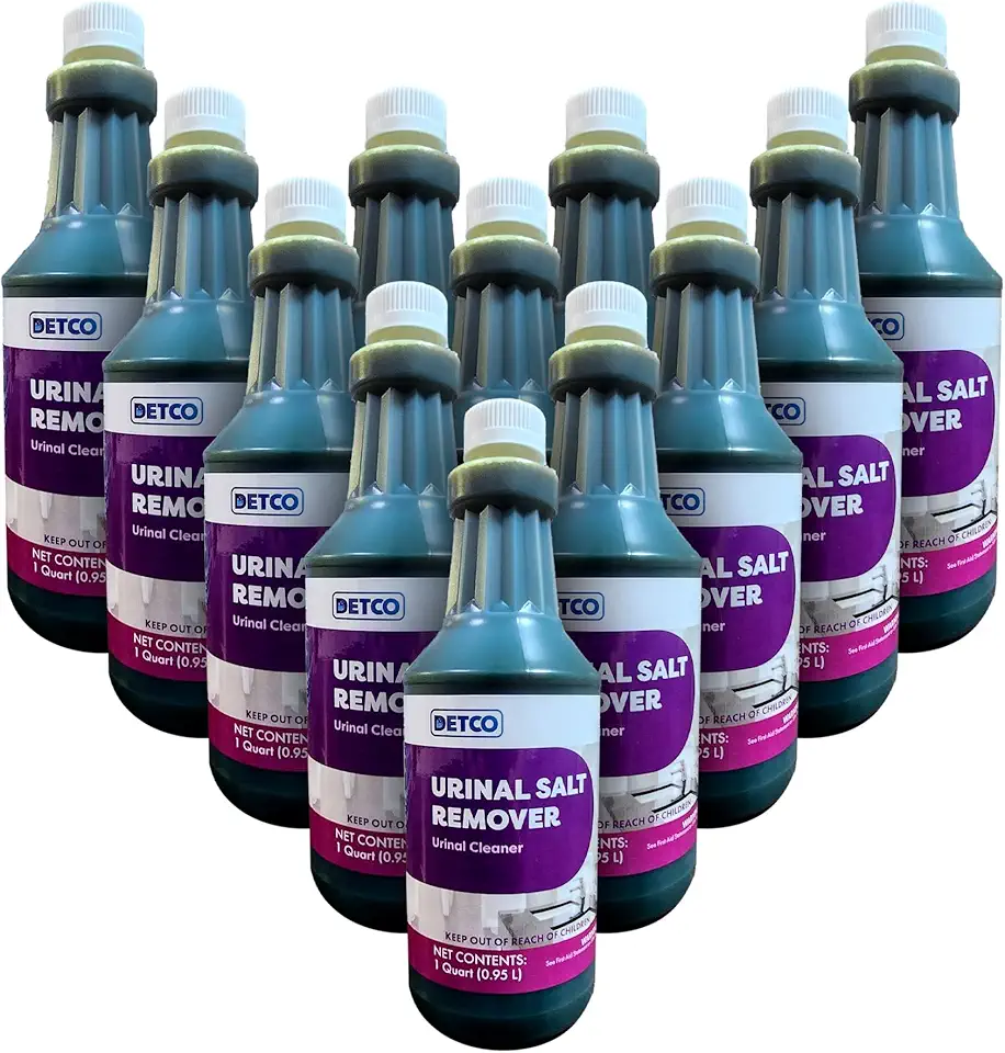 Urinal Salt Remover Concentrate - Safe on Pipes and Plumbing, Odor Control, Cleans Rust, Scale, and Uratic Salt Build-Up, Case of 12