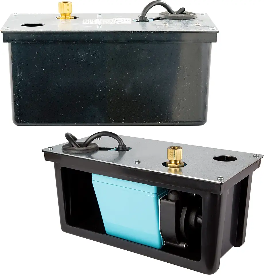 Little Giant 3-ABS 1/12 HP, 115 Volt, 310 GPH Automatic Shallow Pan Condensate Removal Pump with Condensate Collection Tank, Black/Blue, 551320