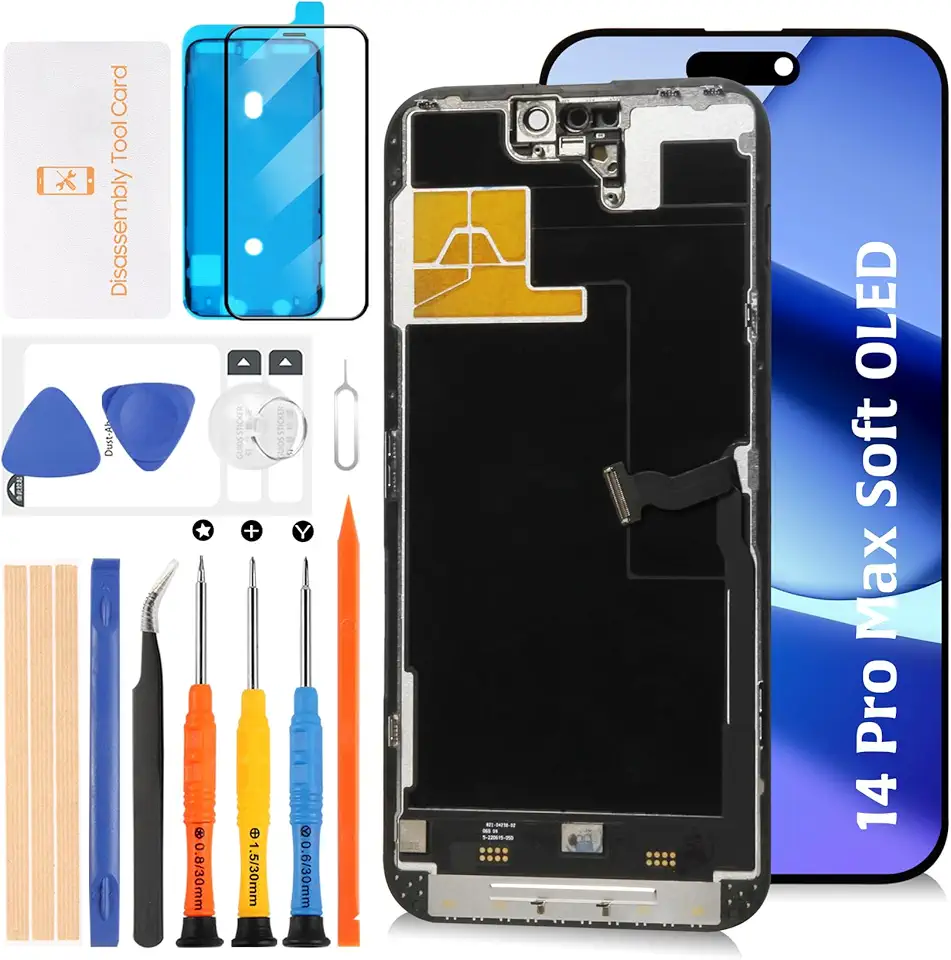 Soft OLED 14 Pro Max LCD Screen Replacement for iPhone 14 Pro Max 6.7 inch [Soft OLED,NOT LCD], 3D Touch Display Digitizer Touch Screen Assembly with Repair Tools