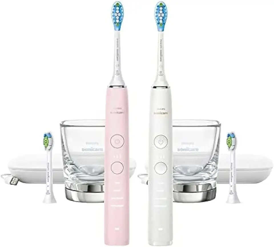Sonicare DiamondClean Connected Rechargeable Battery Powered Toothbrush 2-Pack Pink/White