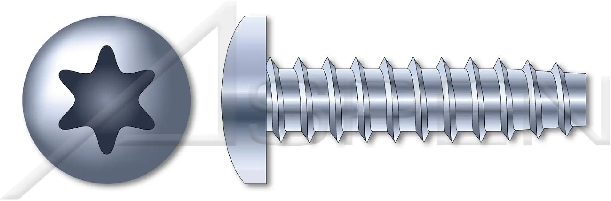 (1000 pcs) M2.5 X 10mm, Thread Rolling Screws for Plastics, Metric, Pan 6-Lobe Torx(r) Drive, Steel, Zinc Plated