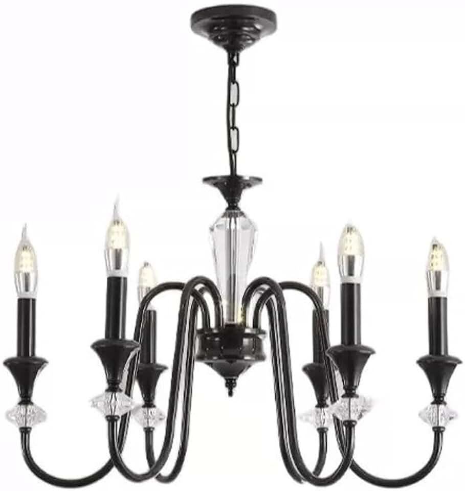 Crystal Chandeliers for Dining Room, Modern Crystal Ceiling Light, Black Chandelier Candle Lights Vintage Chandelier, Chandeliers for Dining Room Farmhouse Kitchen Island Lighting Fixt