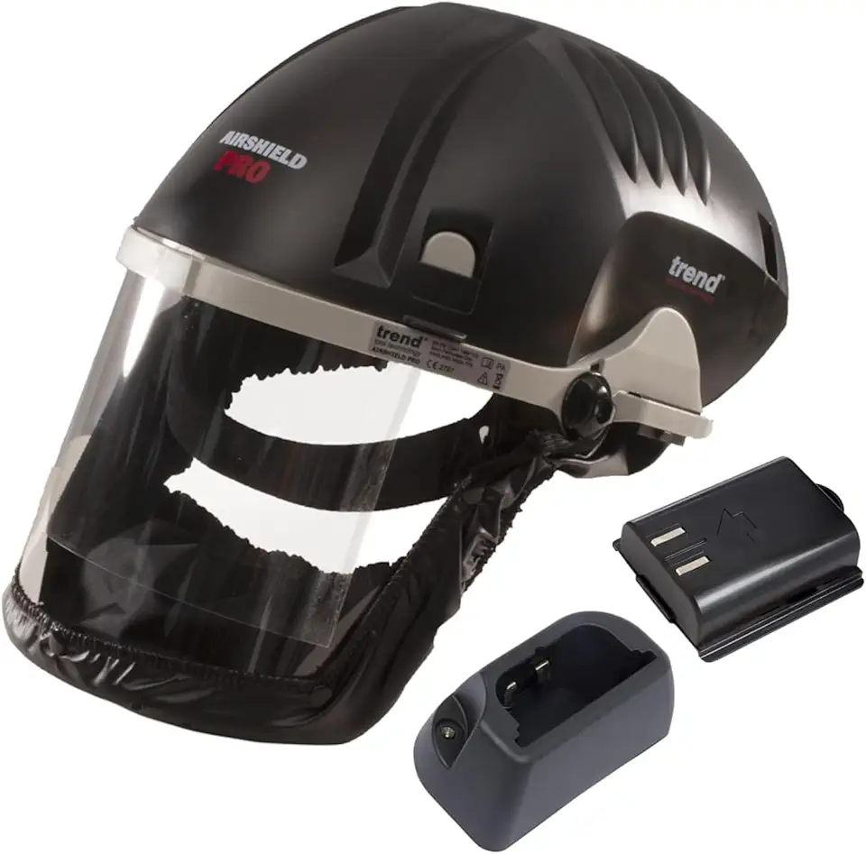 Airshield Pro Respirator & Face Shield Bundle with Additional Battery Charging Cradle & 8-Hour Rechargeable Battery, AIR/PRO/D6, Black