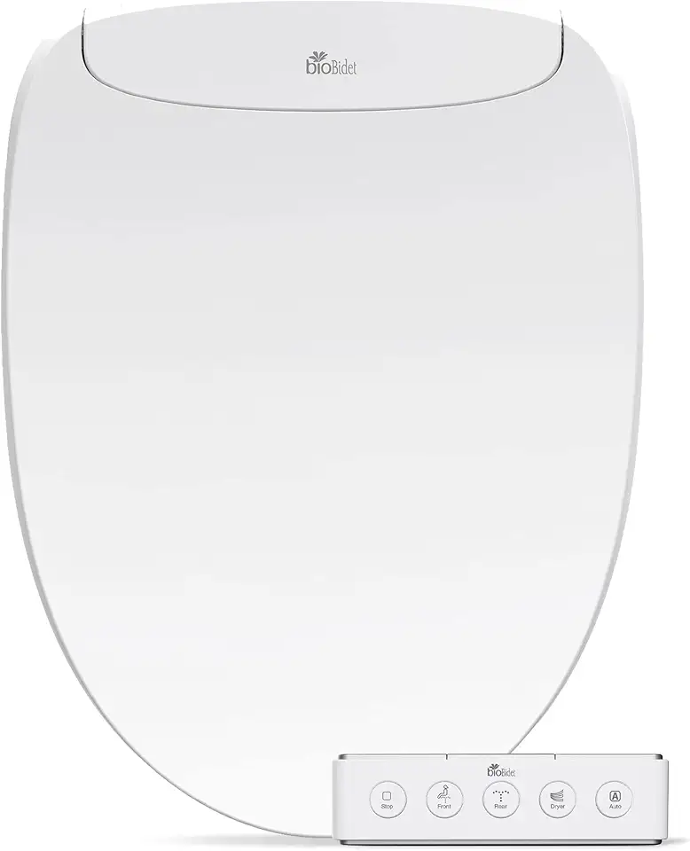 Bio Bidet Discovery DLS Electric Bidet Toilet Seat Elongated, Warm and Cold Water, Warm Air Dryer, Low Profile Heated Seat, Automatic Open and Slow Close Lid, White