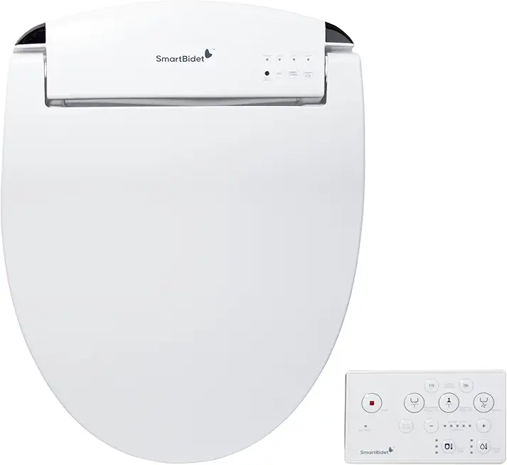 SmartBidet SB-2400RR Electric Bidet Seat for Round Toilets and French Curve Toilets with Remote Control, LED Night Light, Heated Seat