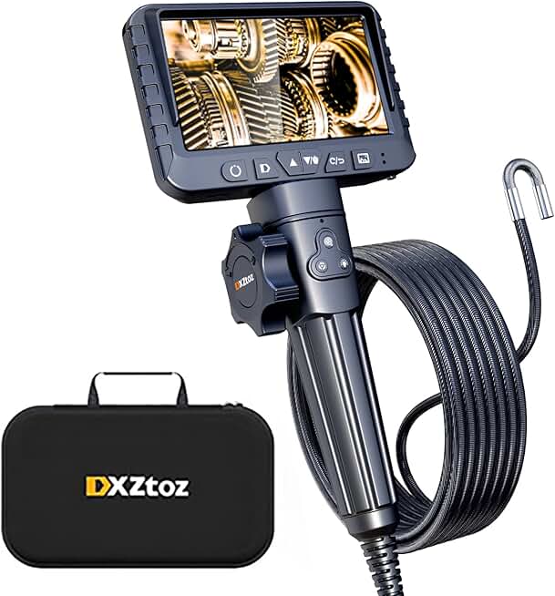 10FT Articulating Borescope, DXZtoz Inspection Camera with 0.33in Two-Way Steering Snake Camera, Waterproof 1080P Endoscope Camera with Light for Mechanics Electriction Wall Tube Inspection