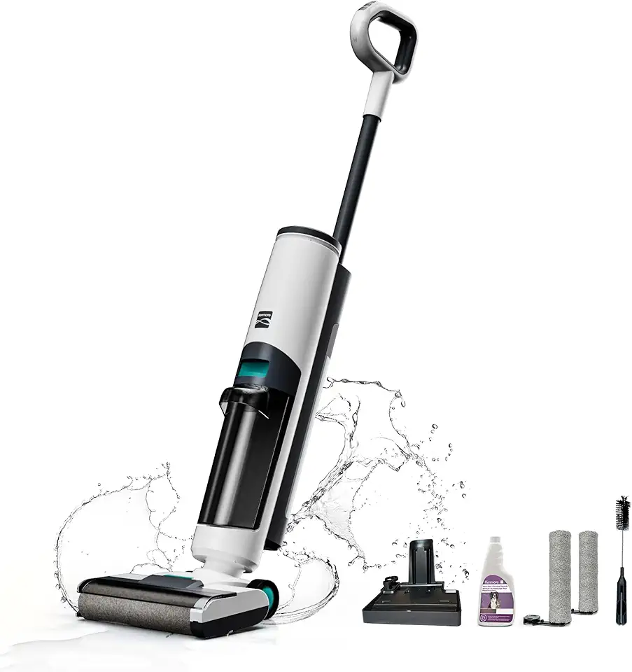 Kenmore HF5010 AquaLite 3-in-1 Cordless Wet Vacuum Hard Floor Cleaner with Automatic Air-Drying, 35mins Runtime & One Edge Self-Cleaning Mop for Multi-Surface and Messes, White