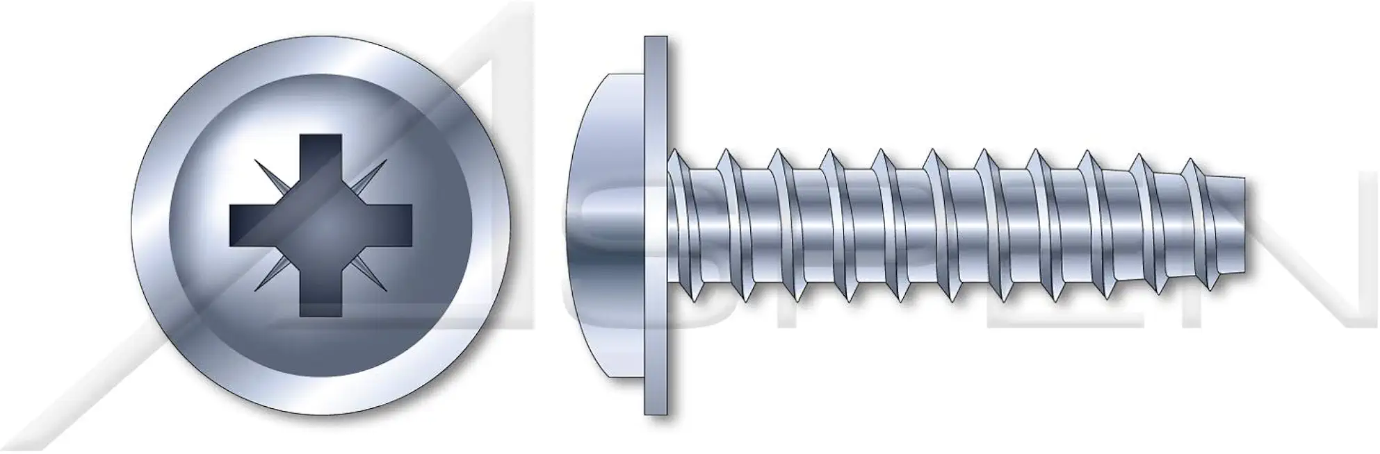 (1000 pcs) M2.2 X 5mm, Thread Rolling Screws for Plastics, Metric, Pan Flange Head Pozi Drive, Steel, Zinc Plated