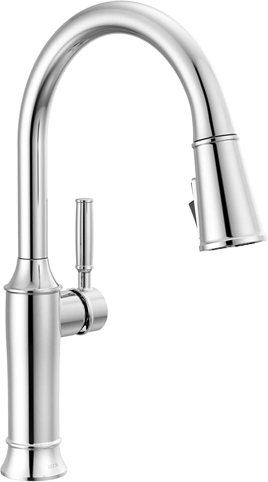 Delta Faucet Renaldi Kitchen Faucet with Pull Down Sprayer, Chrome Kitchen Sink Faucet, Delta ProClean Kitchen Faucet, Pull Down Kitchen Faucet, Lumicoat Chrome Nickel 9184-PR-DST