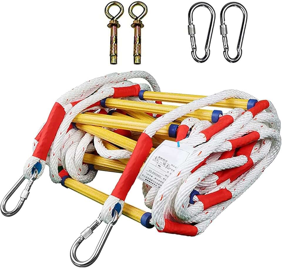 Escape Rope Ladder for Home Climbing Nylon Safty Ladder Windows and Balcony, Reusable Fire Escape Ladders Weight Capacity Up to 420KG,39FT/12M