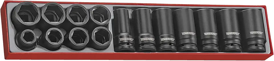 Teng Tools 15 Piece 3/4 Inch Drive 6 Point Regular & Deep Impact Socket Set - TTX9415