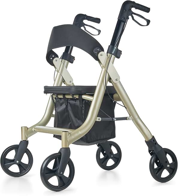 Rollator Walker for Seniors, Folding Bariatric Walker with 8