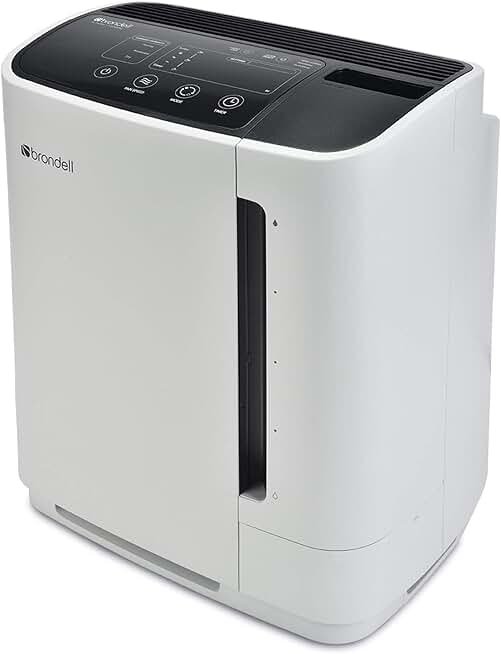 Brondell Air Purifier O2+ Revive Air Purification System with Humidifier -Odor Eliminator - Dual True HEPA Air Washer for Dust, Mold, Smoke, Off-Gassing, and Pets (White)…