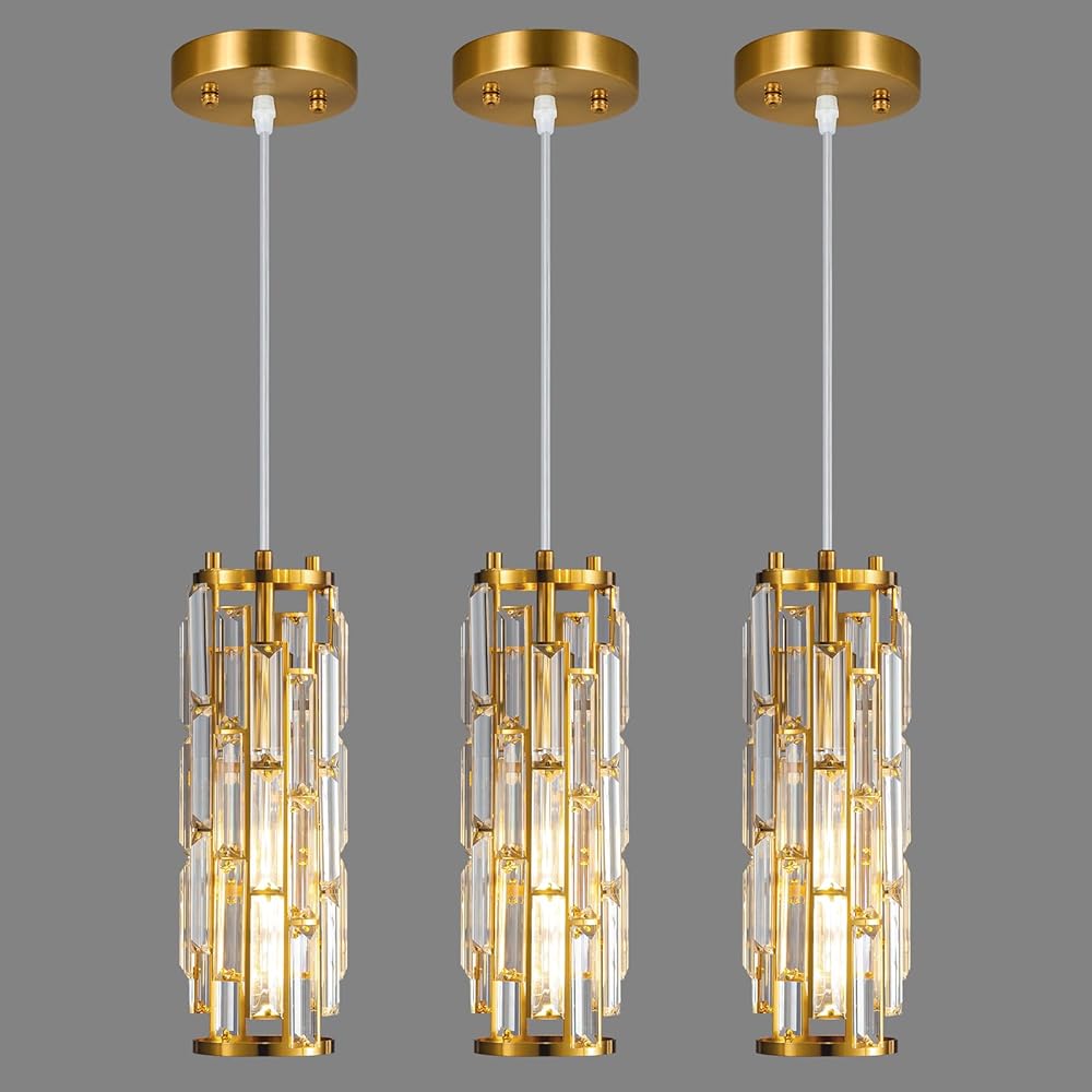 Modern Gold Pendant Light Kitchen Island Pendant Lights Fixture Mini Crystal Chandelier Pendant ...