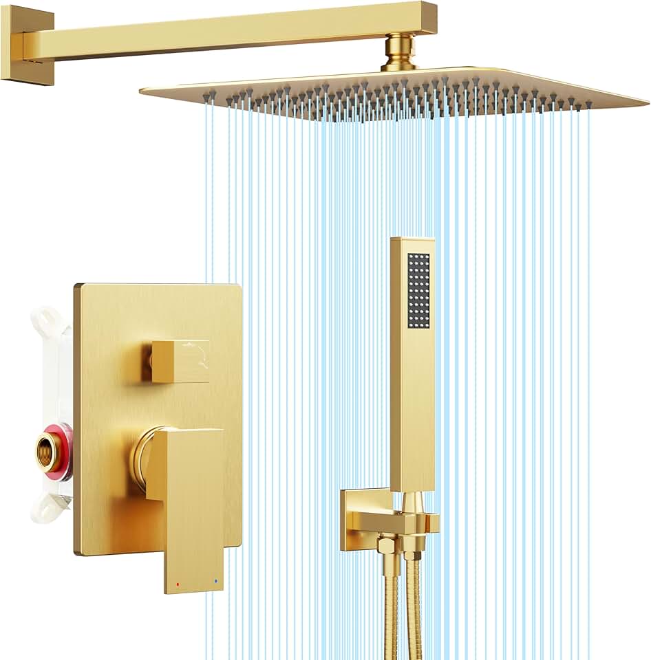 Gabrylly Shower System Gold, High Pressure 12