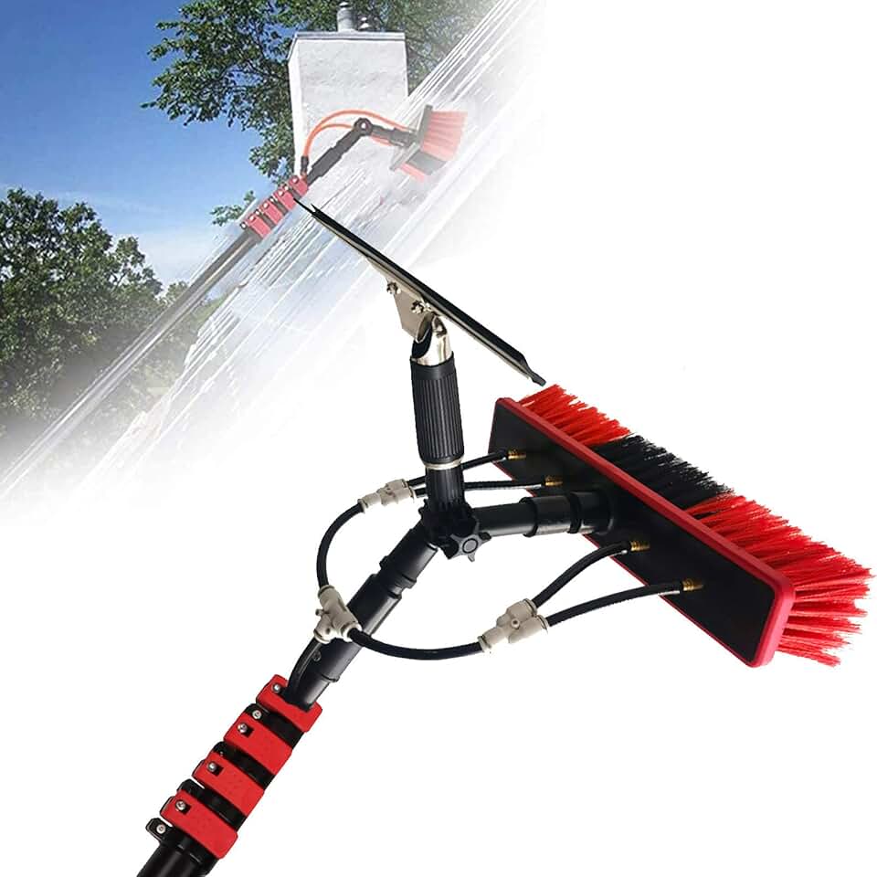 Solar Panel Cleaning Brush,Water Fed Telescopic Brush, Water/Hose Fed Pole Window Cleaning Brush Equipment Cleaning (Size: 10.8m),35cmbrushhead-3.6M/12FT