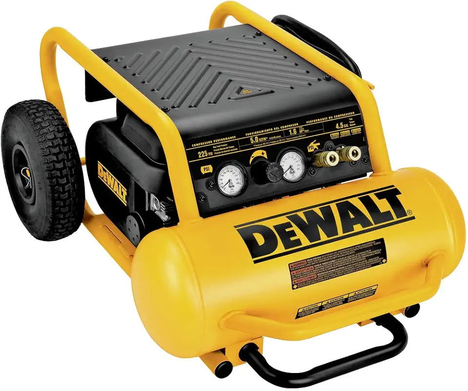 DEWALT Air Compressor, 225-PSI Max, Hand Carry with Wheels, 4-1/2 Gallon (D55146)
