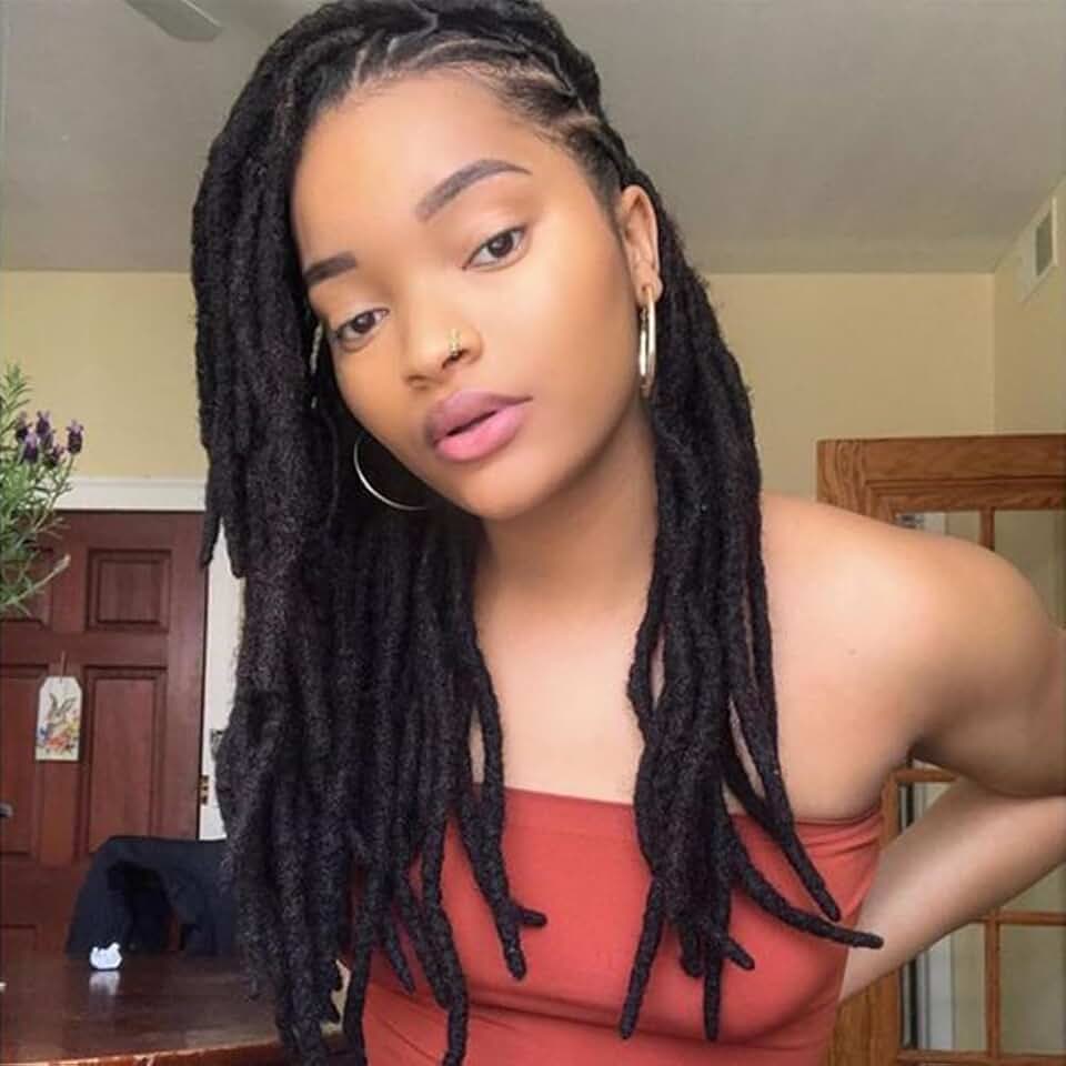 Dreadlock Extensions Human Hair 12 Inch 0.6cm Width 100 Strands Locs Extensions Real Human Hair, Natural Black for Women Men Kids Full Handmade Permanent Locs Can Be Dyed and Bleached