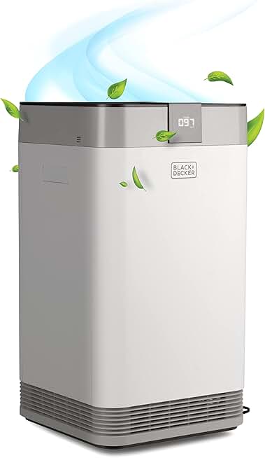 BLACK+DECKER BAPUV350 Air Purifier for Home Large Room with UV Light