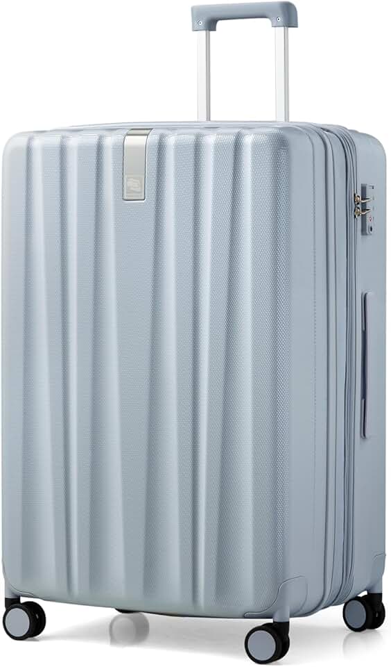 Hanke 29 Inch Expandable Checked Luggage Lightweight PC Hard Shell Luggage Suitcases with Wheels Tsa Luggage Rolling Large Suitcase Travel Luggage Bag for Study Abroad.(Gray)