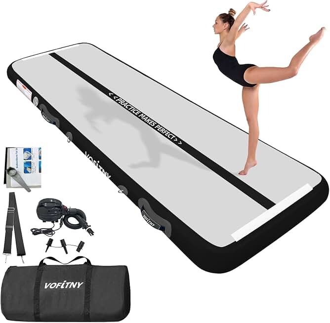 VOFiTNY All Purpose Gymnastics Mat 6.6/10/13/16/20 ft Sturdy Inflatable Tumble Track for Home/Gym