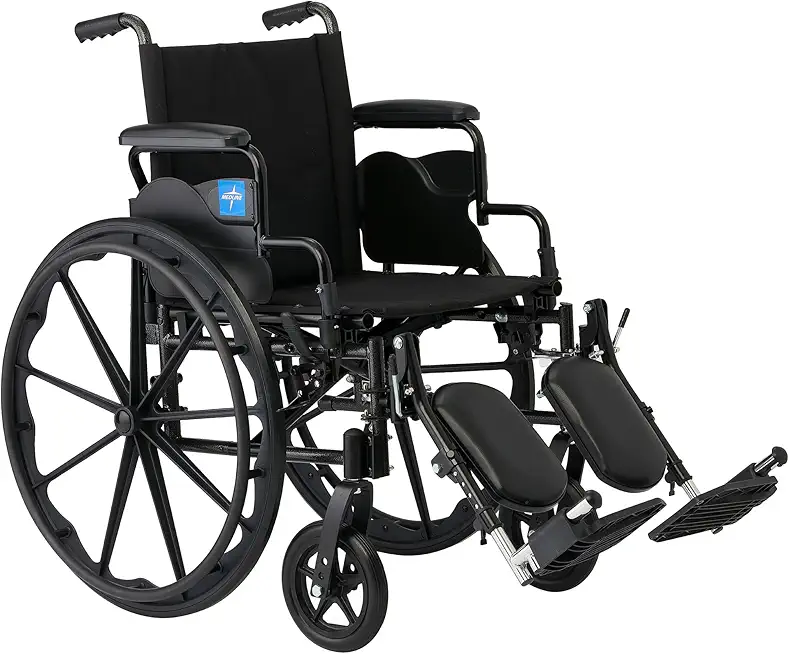 Medline Lightweight Wheelchair for Adults With Swing-Back, Desk-Length Arms, Elevating Leg Rests; 16