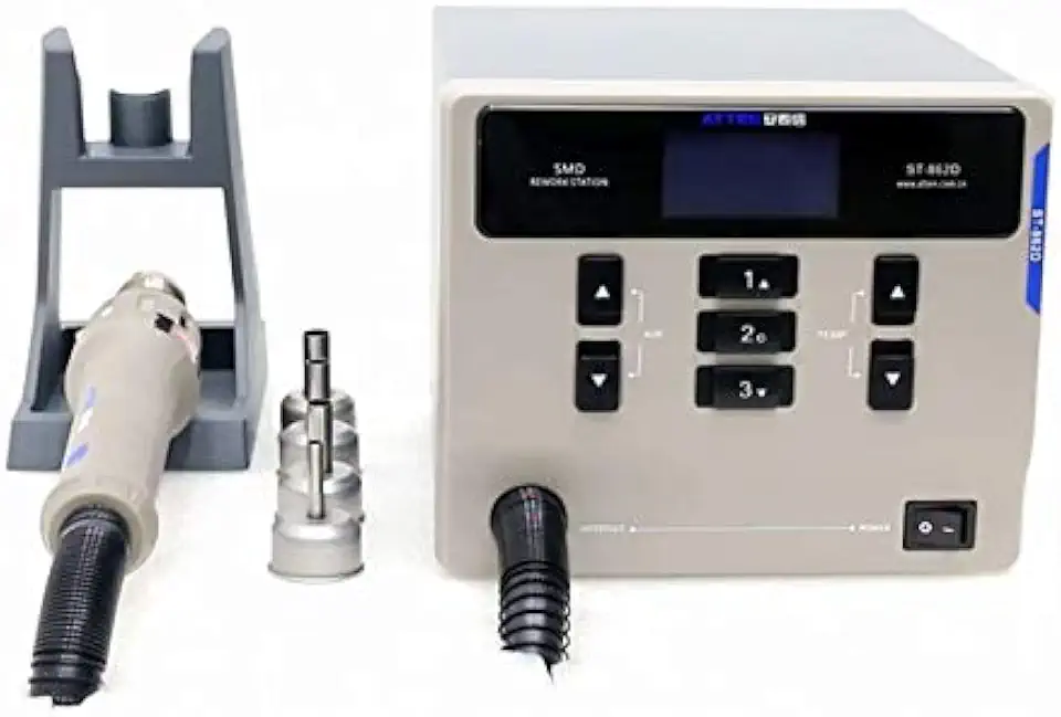 ATTEN ST-862D Lead-free Hot Air Gun Soldering Station, 1000W 110V Hot Air Rework Station with Intelligent Digital Display For Mobile Phone PCB Chip Welding Repair (110V)