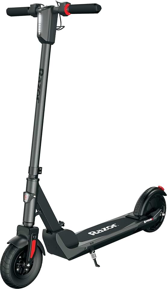 Razor E Prime III Lightweight Portable 250 Watt Kick and Roll Electric Scooter for Adults Ages 18 Years Old and Up, Black